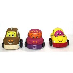 Just B You Soft Sided Pull Back Chunky Baby Toddler Go Cars Truck Toys Lot of 3